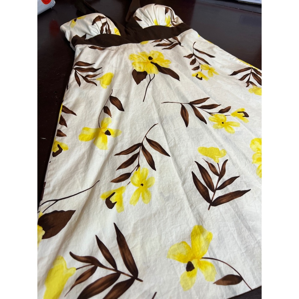 Speechless Halter Dress Size‎ 7 Y2K Floral Empire Waist White Yellow Brown - Picture 3 of 9